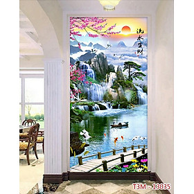 [Nhiều mẫu] Tranh dán tường 3d trang trí phòng khách phòng ngủ, tranh 3d phong cảnh thiên nhiên-tranh dọc-Huyền Chi-Đặt theo kích thước yêu cầu