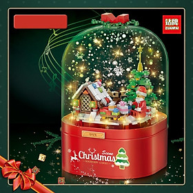 Đồ chơi Lắp Ráp Hộp Âm Nhạc Giáng Sinh Noel, Xếp hình ông già Tuyết Santa Clause, Ghép hình thông minh