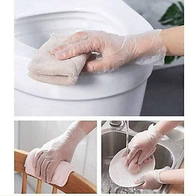 Hộp găng tay nilon dùng 1 lần siêu dai loại xịn (100 chiếc) bảo vệ da tay người dùng khi lau dọn nhà cửa, bếp, nhà tắm, thiết kế rộng rãi thoải mái