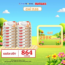 Combo 12 Gói Khăn Ướt Huggies Cacao và Bơ Hạt Mỡ (72 Miếng/ Gói)