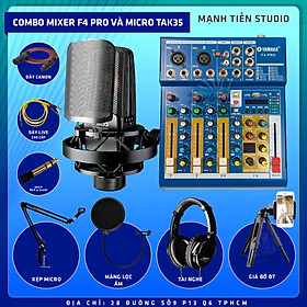 Mua Combo thu âm  livestream Micro TakStar TAK35  Mixer Yamaha F4 Pro - Kèm full phụ kiện tai nghe kiểm âm Takstar HD2000  kẹp micro  màng lọc  dây canon  dây livestream  giá đỡ ĐT - Hỗ trợ thu âm  karaoke online chuyên nghiệp - Hàng nhập khẩu