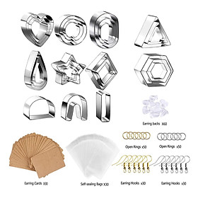 Stainless Steel Polymer Clay Cutters DIY Crafts Clay Earring Cutters Cookie Cutters Set with Jump Rings Jewelry Making Supplies