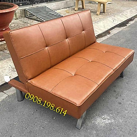 Mua Giá Xưởng Ghế Sofa Mini Simili Cao Cấp Chân Kim Loại - Ghế Sô Pha Nhỏ Gọn Bọc Da Màu nâu Dài 120cm