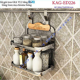 Kệ treo gia vị 2 tầng KAG-ED226, kệ treo đồ nhà bếp có móc treo, kệ gia vị Euro