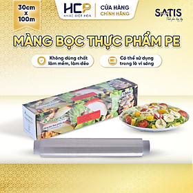 Hộp Màng Bọc Thực Phẩm PE SATIS 38cm x 450m Không Chứa Chất Phụ Gia Gây Hại Sức Khỏe Dùng Được Cho Lò Vi Sóng