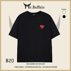 Áo Thun Đôi, Cặp Mr.Buffalo "Trái tim" Tshirt Cotton 100% có bigsize Unisex Loca