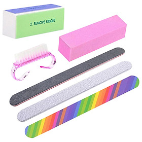 6 Pcs/set Professional Nail Art Styling Tools Nail Cleaning Brush File Buffing Manicure Tools Kit