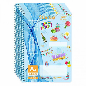 Lốc 5 Sổ Lò Xo Đơn A4 Xé Kẻ Lề KLONG - MS 978 (120 trang)