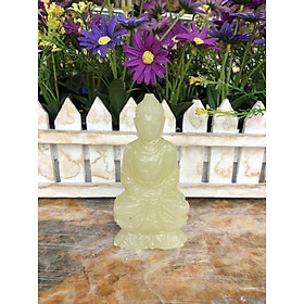 Tượng Phật Thích Ca Mâu Ni ngồi đài sen đá ngọc Onyx - Cao 10cm