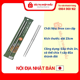 Mua Đũa Inox dài 23cm thân đũa có thể chia đôi Nội địa Nhật Bản