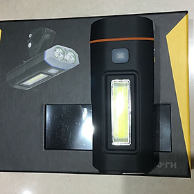 Đèn Pha Xe Đạp Chính Hãng HJ048 | Đèn LED 2 Pha Siêu Sáng 1000 Lumens Kết Hợp Sạc Dự Phòng Điện Thoại 4000mah - Màu Đen/ Viền Cam