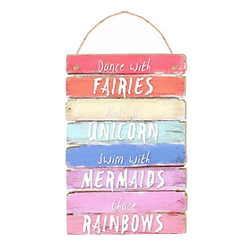 Printed Rainbow Color  Wooden Sign Hanging Saying for School Bar Decor