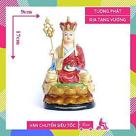 Hình ảnh Tượng Phật Địa Tạng Vương Bồ Tát ngồi vẻ màu áo đỏ - Cao 17cm