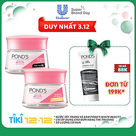 Bộ Đôi Kem Dưỡng Da Ngày Và Đêm Trắng Hồng Rạng Rỡ Pond's White Beauty (50g)