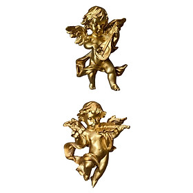 2pack Angel Statue Cherub Wall Sculpture Collectible for Home Bar Decor