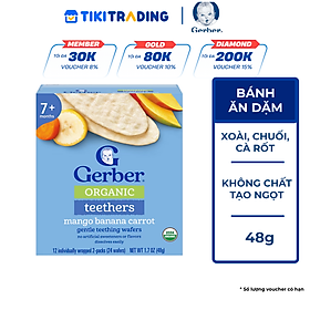 Bánh Gạo Hữu Cơ Gerber Organic vị Xoài Chuối Cà Rốt 48g