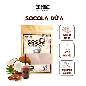Socola bột Dừa - SHE Chocolate – Hũ pet 60g/ Hũ thủy tinh 170g/ Túi 500g. Hương vị đa dạng, bổ sung năng lượng. Bổ sung năng lượng, đa dạng vị giác, pha uống tiện lợi. Quà tặng sức khỏe, quà tặng người thân, dịp lễ