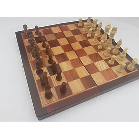 Bàn cờ vua gỗ tự nhiên kích thước 35x 36cm-Quân cờ vua gỗ tần bì