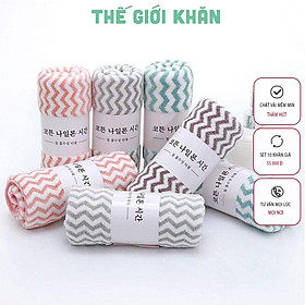 Mua Set 10 khăn mặt Hàn kẻ  mềm mịn  thấm hút tốt 30x50cm
