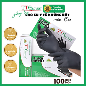 GĂNG TAY Y TẾ CAO CẤP NITRILE MÀU ĐEN TTGLOVES HỘP 100 CHIẾC (SIZE S) 