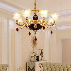 Đèn chùm - đèn trần trang trí nội thất IRELIA phong cách Châu Âu hiện đại loại 8 tay - Tặng kèm bóng LED cao cấp