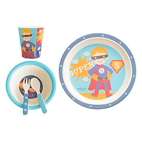 Bộ Dụng Cụ Ăn Uống Bằng Sợi Tre Cho Bé Bamboo Dish Superboy Binggio