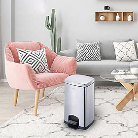 Mua Thùng Rác Đạp Chân Inox Phủ Nano  Model: SJ8-F01  Dung tích 8L  Dáng vuông  Có nắp chống sập