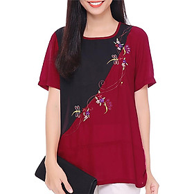 Áo Kiểu Thêu Phối Màu An Thủy 690 - Đỏ