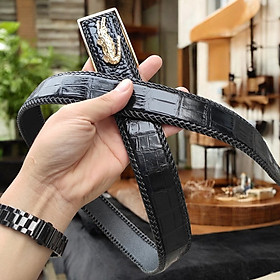 Nịt cá sấu mặt khóa hình cá sấu thép ko gỉ. Da Bụng Liền Tấm Đan Viền!