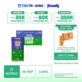 Thùng 48 hộp Tươi Tiệt Trùng Vinamilk Green Farm rất ít đường 110ml
