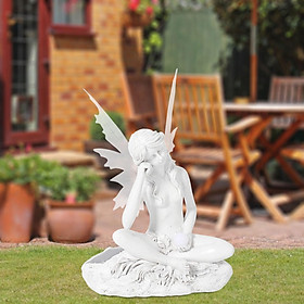 Sitting Fairy Statue Solar Angel Figurine  for Housewarming Gift