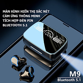 Mua Tai nghe Bluetooth M9  tai nghe không dây cảm ứng thông minh. âm thanh HiFi trung thực  màn hình hiển thị sắc nét  tích hợp thêm đèn pin soi sáng- Hàng nhập khẩu