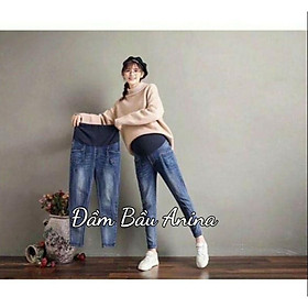 Hình ảnh Quần bầu baggy bò - Quần bầu jean baggy công sở co giãn mềm mại đẹp có chun chỉnh