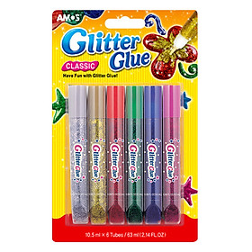 Màu Vẽ Keo Dán Kim Tuyến Glitter Glue AMOS AGG1 (6 Màu)