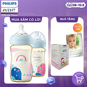 Philips Avent Hộp 2 Bình sữa PPSU thiết kế tự nhiên 260ml cho trẻ từ 1 tháng tuổi SCF582/20