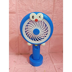 Quạt Cầm Tay Mini Có Đế Để Bàn Kèm Đèn Led Hinh Đoremon
