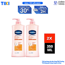 Combo 2 Sữa dưỡng thể chống nắng và dưỡng sáng SPF24 PA++VASELINE Healthy Bright Sun + Pollution Protection 350ML/chai