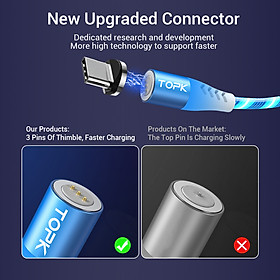 Mua  HÀNG CHÍNH HÃNG  Cáp Từ TOPK AM16 Cáp USB - 3in1 Cáp Dữ Liệu Sạc Nhanh Dây Nam Châm Điện Thoại Di Động Cho iPhone Samsung Huawei Vivo - Phân phối bởi TOPK VIỆT NAM