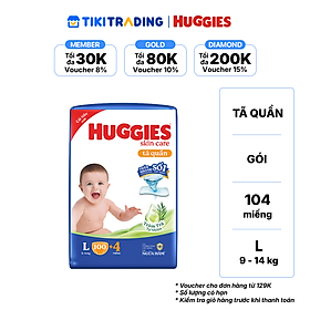Tã quần Huggies Skin Care Mega Jumbo L100+4 miếng với tràm trà dịu da
