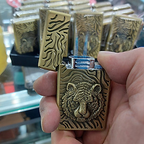 Vỏ Hột Quẹt Bật Lửa FJ Khò Gas 2 Tia Họa Tiết Hình Sư Tử/Thuyền Buồm Cực Đẹp