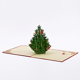 Thiệp nổi 3D handmade Cây thông trong ngày Giáng Sinh- Christmas tree size 15x15cm CN015