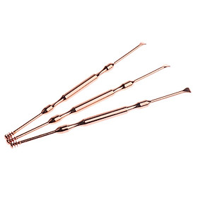 3 Pieces Stainless Steel Ear Pick Curette Ear Wax Removal Cleaner Rose Gold