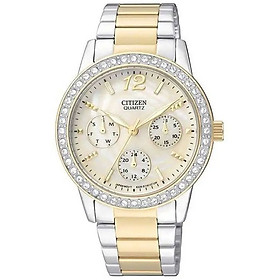Đồng hồ nữ citizen đính đá swarovski dây thép không gỉ ed8094-52n - mặt xà cừ