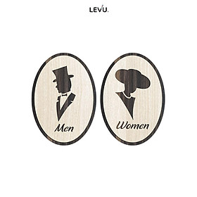 Bảng Gỗ Men và Women trang trí cửa toilet LEVU TL08