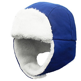 Con Máy Bay Ném Bom Nón Mùa Đông Trẻ Em Trẻ Nhiệt Nỉ Nón Nga Ushanka Mũ Cho 3-8Y Trẻ Em - Blue