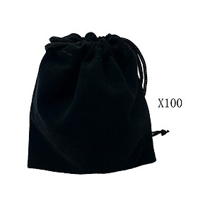 100pcs Black Velvet Drawstring Bag Jewelry Candy Pouches Wedding Favors