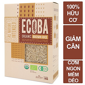 Gạo lứt nâu hữu cơ cao cấp ECOBA Kim Mễ 1kg - Gạo lứt giảm cân