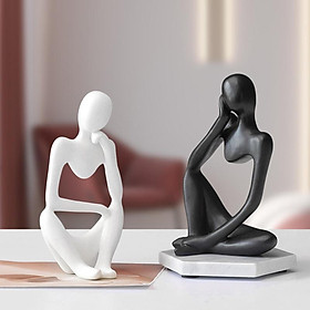 2pcs Resin Thinker Sculpture Figurine Home Statues Modern Shelf Decoration
