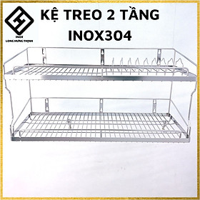 Kệ treo INOX304 cao cấp [Có Sóng Đĩa] - (đủ size) kệ bếp treo tường 2 tầng đựng tô, chén, bát, đĩa, dụng cụ nhà bếp tiện dụng