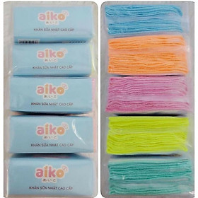 27x25cm - Bịch 10 khăn sữa Aiko cotton viền màu 4 lớp an toàn cho trẻ sơ